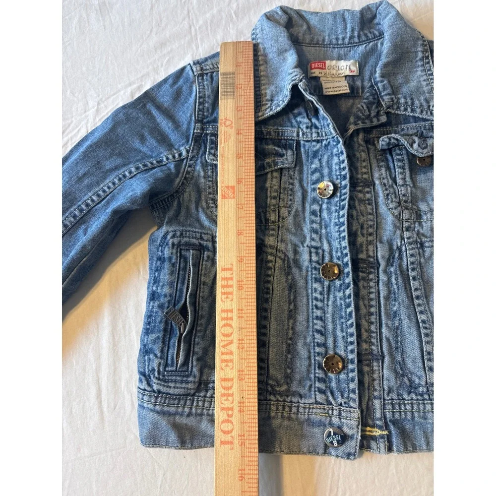 Diesel Orion Denim Jacket Kids XS Blue Good Medium Wash Trucker Zipper Pockets‎